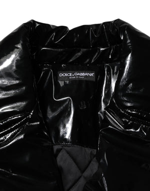 Dolce & Gabbana Schwarzer Polyester-Puffermantel mit Steppung Jacke