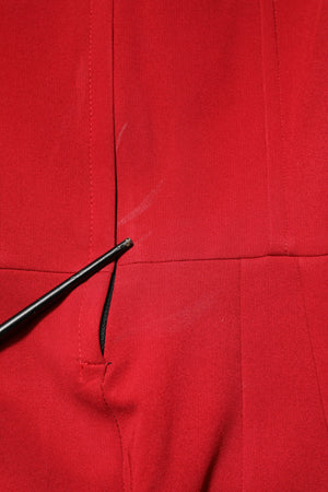 Dolce & Gabbana Rotes Viskose-Stretch-Scheide-Midikleid mit Schlitz