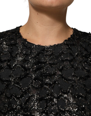 Dolce & Gabbana Schwarzes Pailletten-Bouclé-Tweed-Mantelkleid