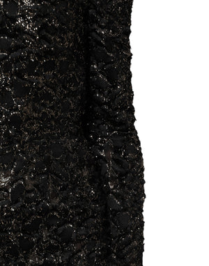 Dolce & Gabbana Schwarzes Pailletten-Bouclé-Tweed-Mantelkleid