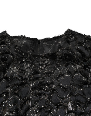 Dolce & Gabbana Schwarzes Pailletten-Bouclé-Tweed-Mantelkleid