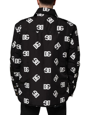 Dolce & Gabbana Schwarze DG Monogram Nylon Windbreaker Jacke