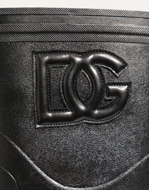 Dolce & Gabbana Metallic Schwarz Pull On Regen Stiefel Männer Schuhe