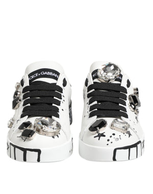 Dolce & Gabbana Weiß Portofino Kristall Turnschuhe Schuhe