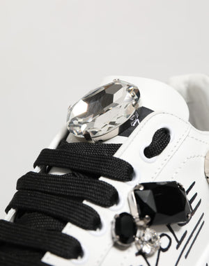 Dolce & Gabbana Weiß Portofino Kristall Turnschuhe Schuhe
