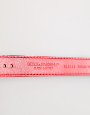 Dolce & Gabbana Rotes exotisches Leder Goldton Metallschnalle Frauen Armband