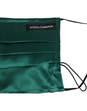Dolce & Gabbana Gesichtsmaske aus grüner Seide mit plissiertem, elastischem Ohrbügel