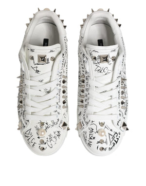 Dolce & Gabbana Weiß Portofino Nieten Männer Turnschuhe Schuhe