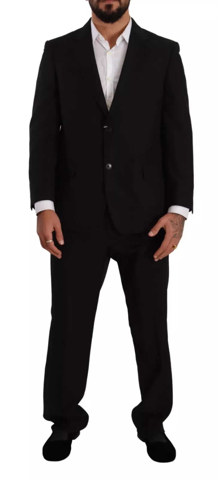 Domenico Tagliente Blauer Polyester Einreihiger Formaler 2 Stück Anzug