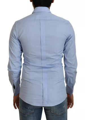 Dolce & Gabbana Hellblaues Slim Fit Hemd aus Baumwolle