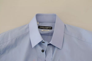 Dolce & Gabbana Hellblaues Slim Fit Hemd aus Baumwolle