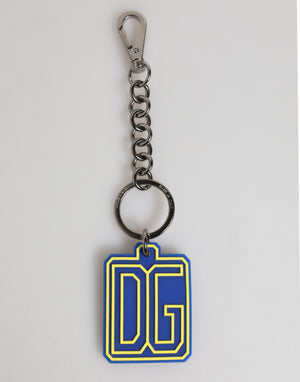 Dolce & Gabbana Blau Gelb DG Gummi Logo Silber Männer Schlüsselanhänger Schlüsselanhänger