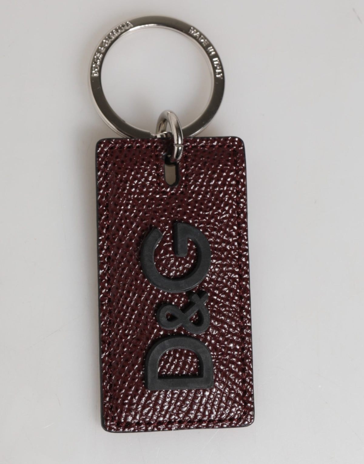 Dolce & Gabbana Dunkelbraun Leder Logo Metall Ring Männer Schlüsselanhänger Schlüsselring