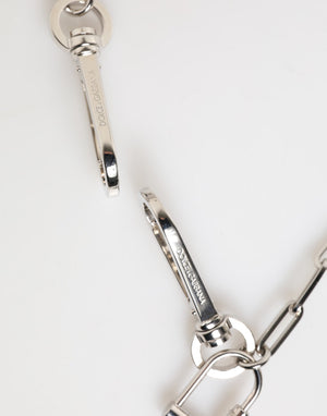 Dolce & Gabbana Silberfarbene Metallkette DG Logo Anhänger Männer Halskette