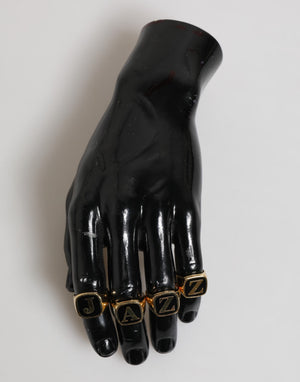 Dolce & Gabbana Gold-Ton Messing JAZZ Letter Set 4 Stück verstellbaren Ring