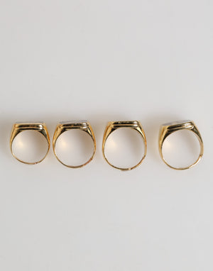 Dolce & Gabbana Gold-Ton Messing JAZZ Letter Set 4 Stück verstellbaren Ring