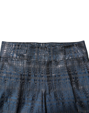 Dolce & Gabbana Blau Silber Glänzende Seide Skinny Männer Hosen Hosen