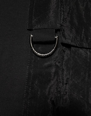 Dolce & Gabbana Schwarzes Baumwoll-T-Shirt mit gesticktem DG-Logo in der Tasche