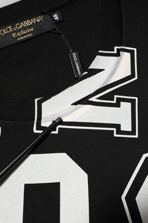 Dolce & Gabbana Schwarzes Baumwoll-T-Shirt mit Buchstabenaufdruck und kurzen Ärmeln