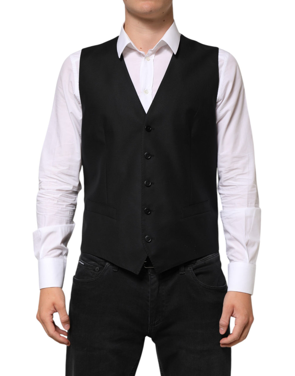 Dolce & Gabbana Schwarze Wollweste für Herren, formell