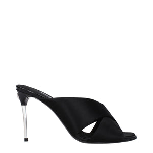 Dolce & Gabbana Schwarze Stiletto-Sandalen aus Satin