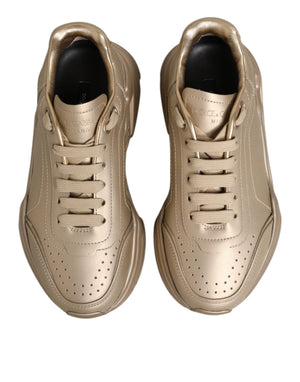 Dolce & Gabbana Gold Leder Daymaster Damen Sneaker Schuhe
