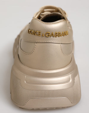 Dolce & Gabbana Gold Leder Daymaster Damen Sneaker Schuhe