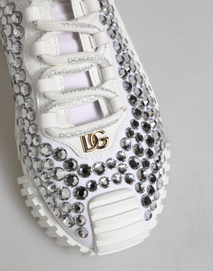 Dolce & Gabbana Weiß NS1 Canvas Leder verschönert Turnschuhe Schuhe