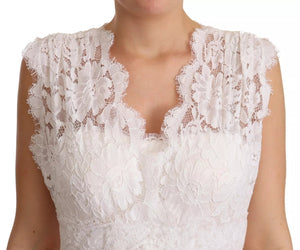 Dolce & Gabbana Weißes Blumen-Spitzen-Korsett Langes Maxikleid