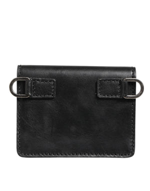 Dolce & Gabbana Schwarzes Leder Bifold Kartenhalter Herren Münze Geldbeutel Schlüssel Clip Brieftasche