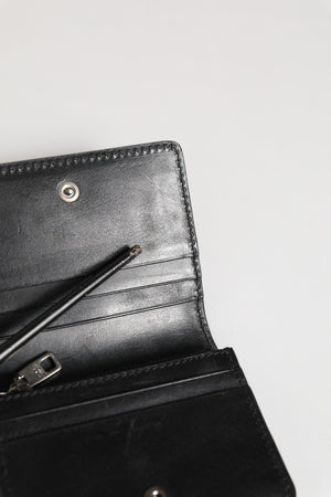 Dolce & Gabbana Schwarzes Leder Bifold Kartenhalter Herren Münze Geldbeutel Schlüssel Clip Brieftasche