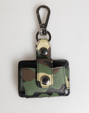 Dolce & Gabbana Multicolor Camouflage Leder Metall Accessoire Airpods Fall