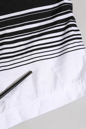 Dolce & Gabbana Schwarz-weiß gestreifte DG Logo Herren Badehose kurz
