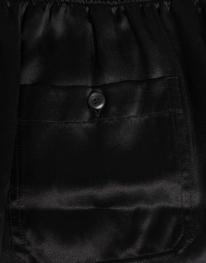 Dolce & Gabbana Schwarze Seide Satin Elastische Herren Boxer Short Badehose