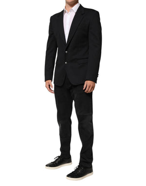 Dolce & Gabbana Dunkelblau Baumwolle Männer Jacke Mantel Blazer Anzug