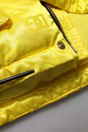 Dolce & Gabbana Gelbe Nylon Logo Puffer Bomber Männer Jacke