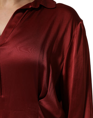 Fabiana Filippi Burgunderfarbenes langes Kleid aus Acetat und Viskose-Satin