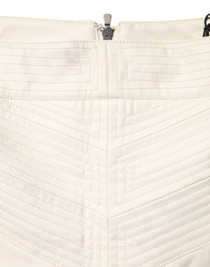 Guess Beige Kunstleder gesteppter Minirock mit hoher Taille für Frauen