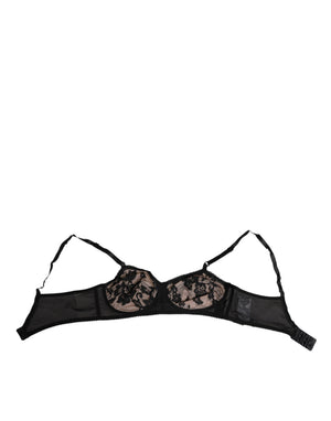 Dolce & Gabbana Schwarzer nackter floraler Spitzen-BH Unterwäsche