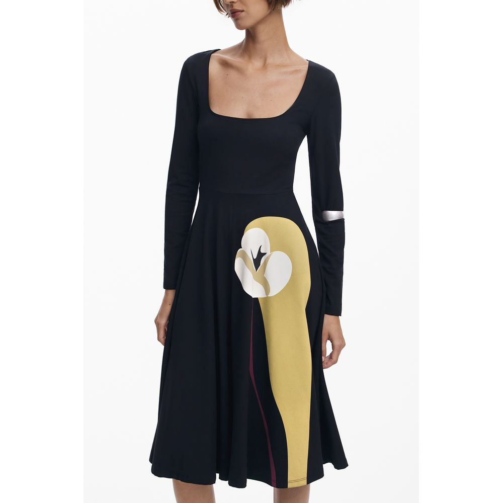 Desigual Schwarzes Baumwoll-Freizeitkleid