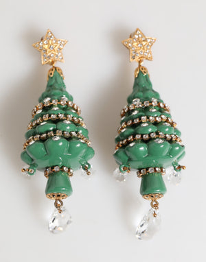 Dolce & Gabbana Gold Messing Multicolor Weihnachtsbaum-Ohrringe
