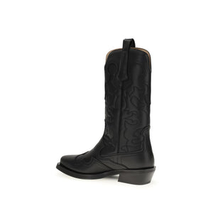 Ganni Schwarze Stiefel aus recyceltem Leder