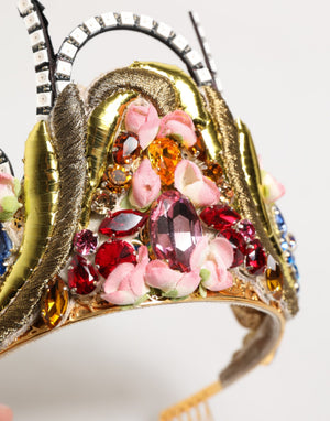 Dolce & Gabbana Gold Messing Kristall verschönert Kopfstück Krone Tiara