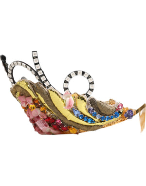 Dolce & Gabbana Gold Messing Kristall verschönert Kopfstück Krone Tiara