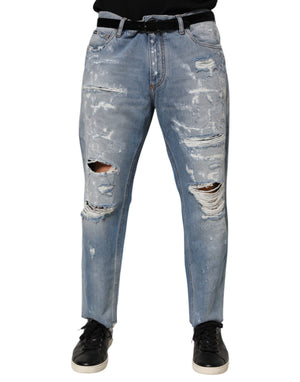 Dolce & Gabbana Blaue zerrissene Denim-Hose Jeans
