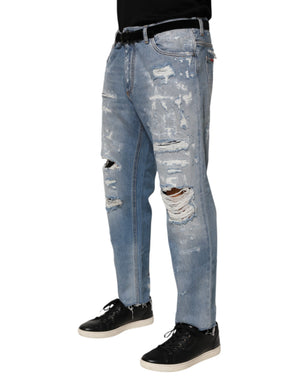 Dolce & Gabbana Blaue zerrissene Denim-Hose Jeans