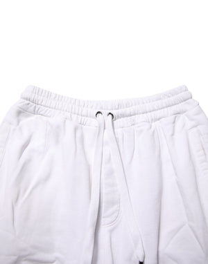 Dolce & Gabbana Weiße Cargohose aus Baumwolle mit Logoaufnäher