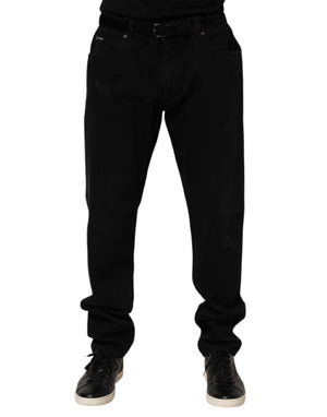 Dolce & Gabbana Schwarz Baumwolle Regular Denim Herren Hosenjeans