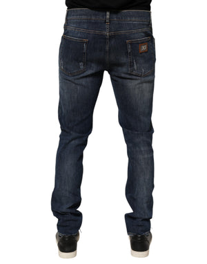 Dolce & Gabbana Dunkelblau gewaschene Running Ripped Denim Jeans