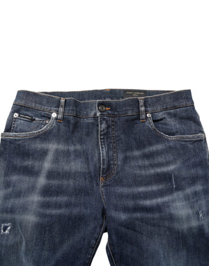 Dolce & Gabbana Dunkelblau gewaschene Running Ripped Denim Jeans